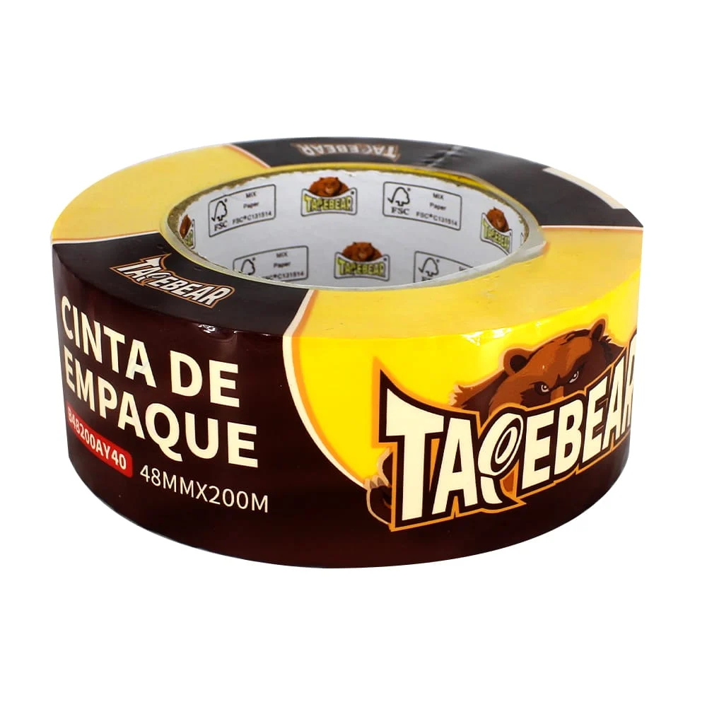 Cinta de empaque amarilla tapebear de 48mmx200m / tb-b48200ay40