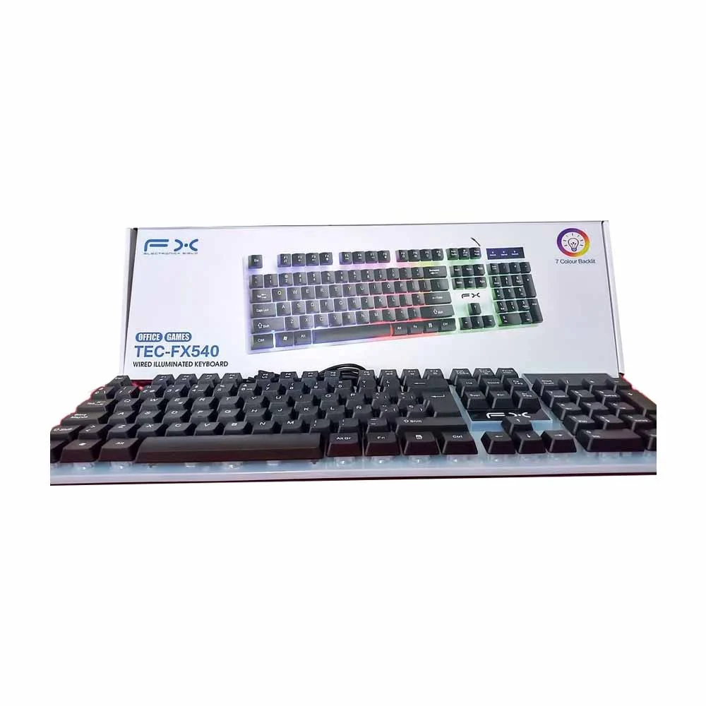 Teclado alámbrico fx con luces led rgb, variedad de colores / tec-fx540