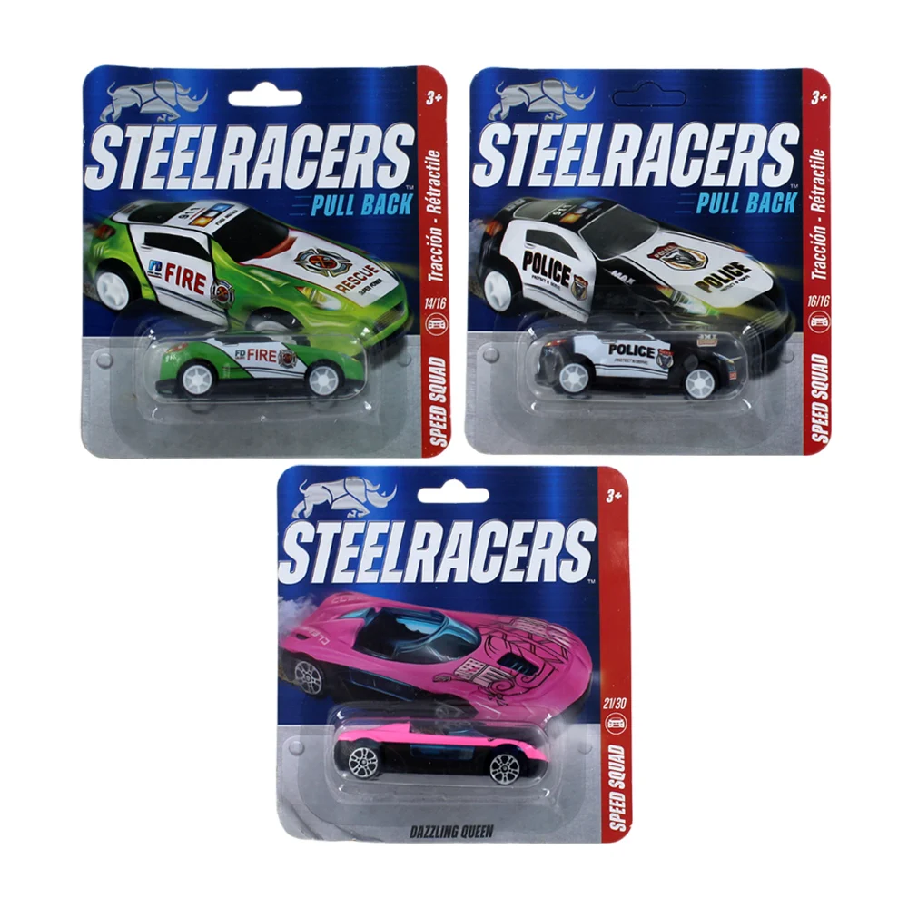 Blíster mini carro deportivo metálico steelracers, variedad de modelos / toy 38038