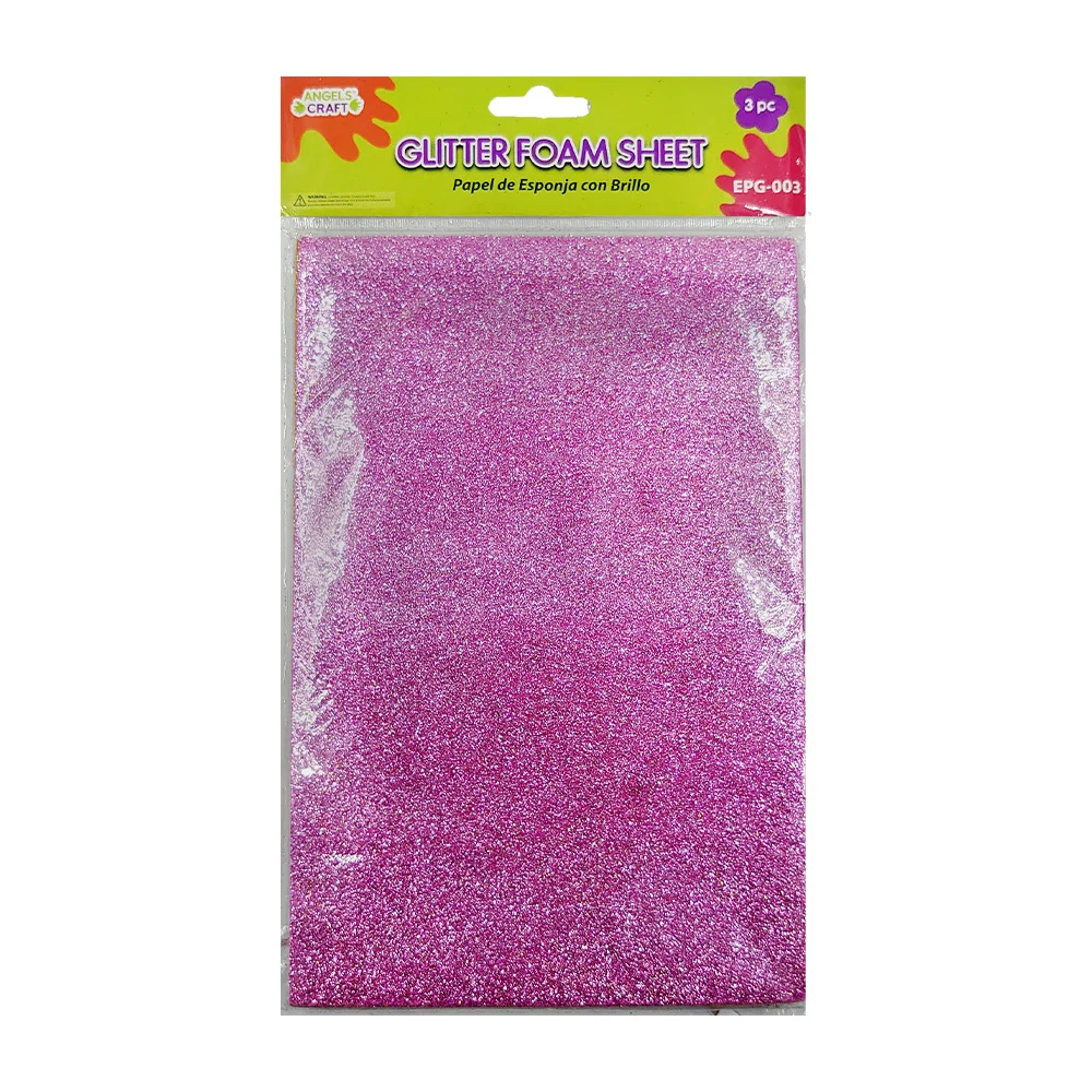 Paquete con 6 hojas de foamy diamantado en colores surtidos tamaño 30x19.8cm / glitter foam sheet / epg-003