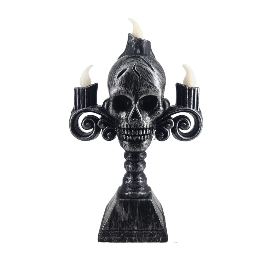 Lámpara tipo candelabro diseño de calavera con 3 mini velas, para decoración de halloween / th212