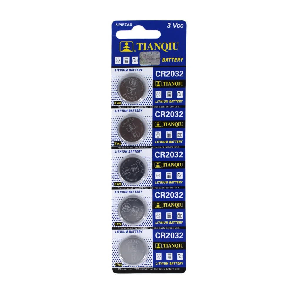 Blíster con 5 pilas baterías de litio tianqiu 3vcc / ti.cr2032