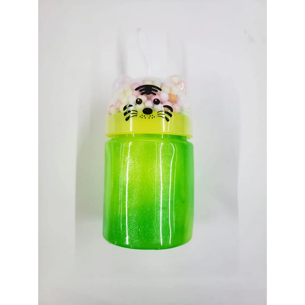 1pza Bote de slime brilloso con tapadera de animales orejitas, variedad de colores / sjn-221