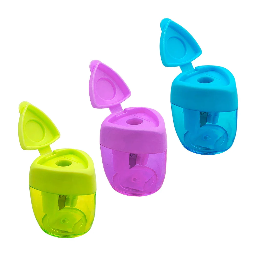 1pza Sacapuntas translúcido, en forma de triángulo piramidal, con tapadera, variedad de colores / tk-821jbd
