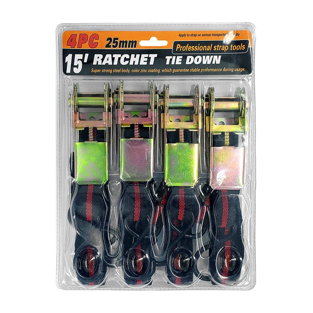 Paquete con 4 correas de carga 4.5x25mm, soporta hasta 150kg / ratched / tl32410