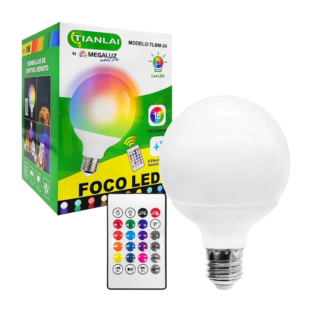 Foco led con 16 tonalidades intercambiables, 4 efectos y control remoto / bin05w9
