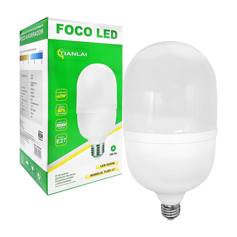 Foco led ahorrador tianlai con tonalidad neutra y consumo de 40 watts / s45w40
