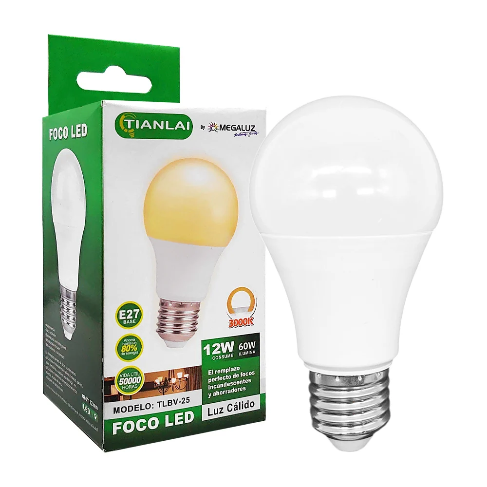 Foco led tianlai de luz cálida con consumo de 12 watts / b03cw12