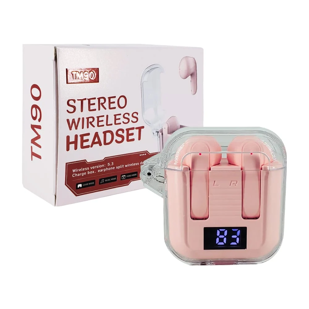 Audífonos inalámbricos bluetooth con estuche de carga transparente e indicador de batería, variedad de colores / tm90