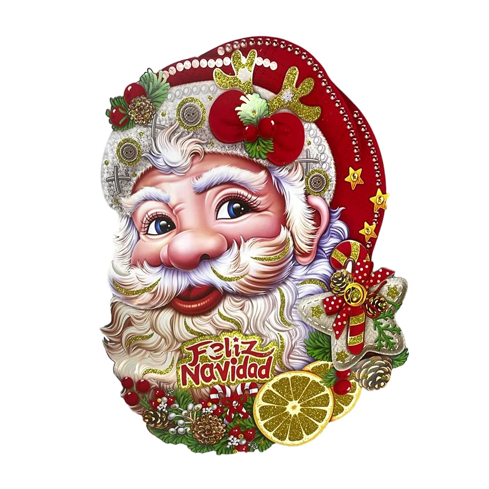 1pza Adorno grande navideño con diamantina y efecto 3d merry christmas, variedad de modelos / tn023
