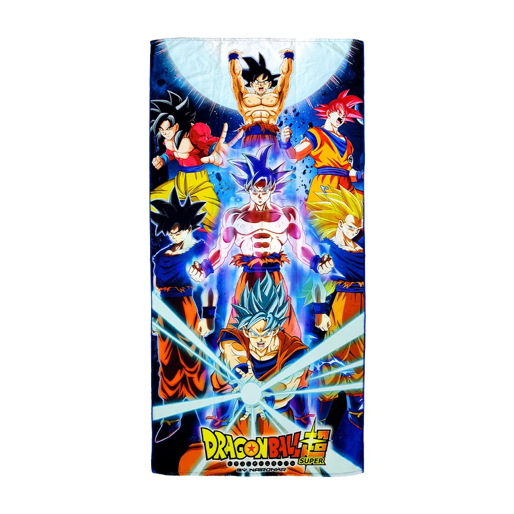 Toalla rectangular multifuncional de microfibra o algodón con estampado de dragon ball 80x145cm o 74x147cm, variedad de modelos