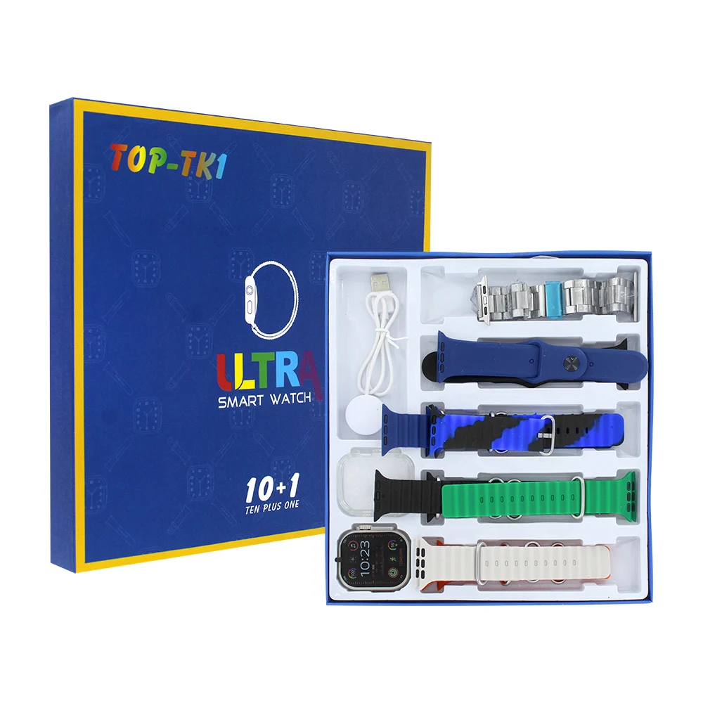 Smart watch reloj inteligente con 9 extensibles intercambiables + funda protectora y cargador magnético / top-tk1 ultra