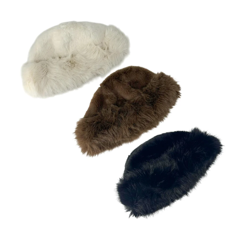 1pza gorro de cuero sintético y afelpado con diseño tipo ruso, variedad de colores