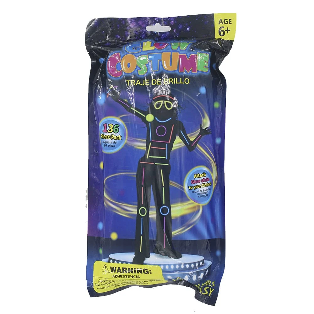 Paquete de 136 piezas en forma de traje corporal de brillo de barras de luz neón glow costume / bt-ygb19