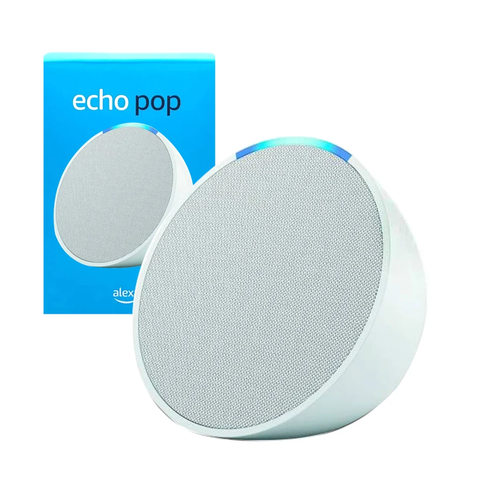 Bocina inteligente amazon alexa echo pop asistente de voz 1ra generación, inalámbrico, color blanco / trk-6700
