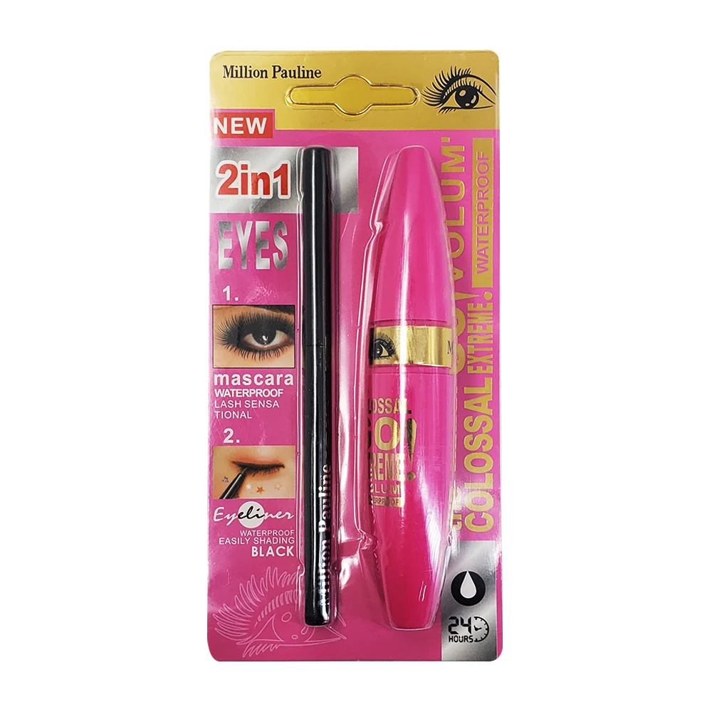 Kit 2 en 1 con rímel máscara para pestañas y delineador en color negro / the colossal extreme / re-7 / jmg-4110