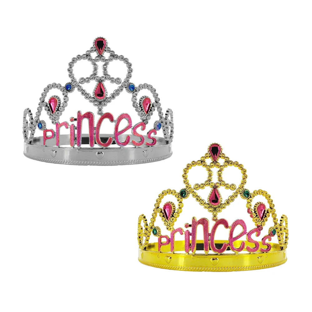Corona de princesa ajustable con decoración de pedrería, variedad de colores / princess