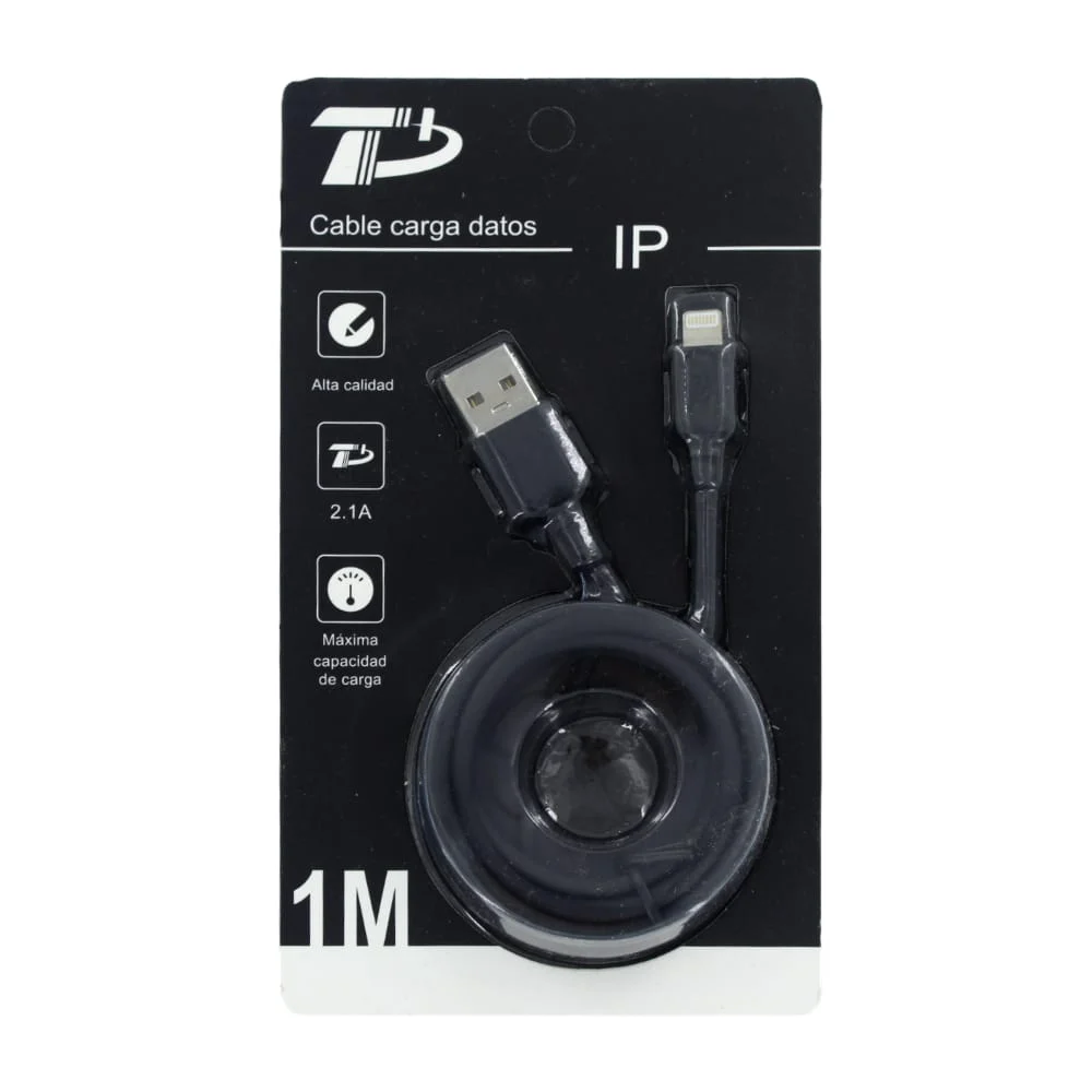 Cable d1ciemzre con entrada lightning iphone de 1 metro para carga de 2.1a / ts-9022