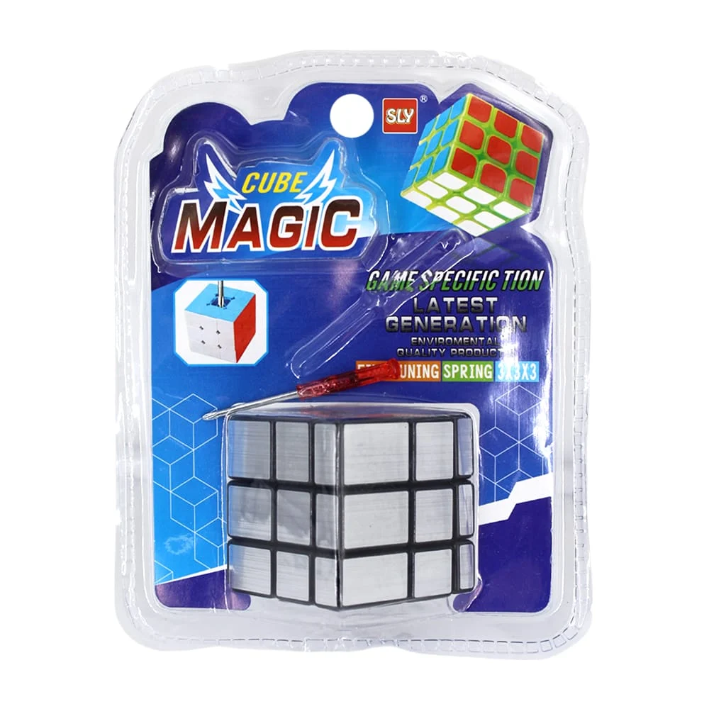 1pza Cubo rubik con efecto metálico en color plata de 6 caras 3x3x3 / cube magic