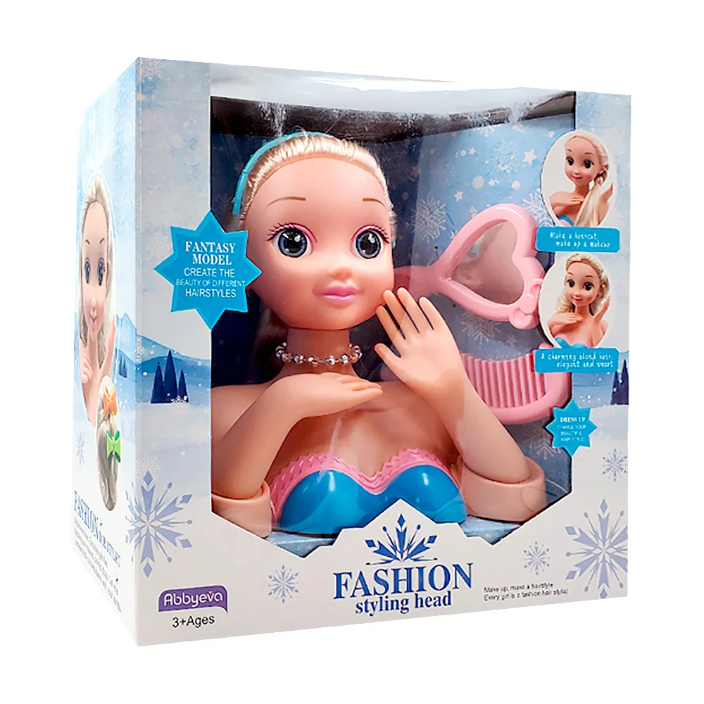 Maniqui cabeza de muñeca elsa para crear peinados + accesorios / fashion styling head / ts67967