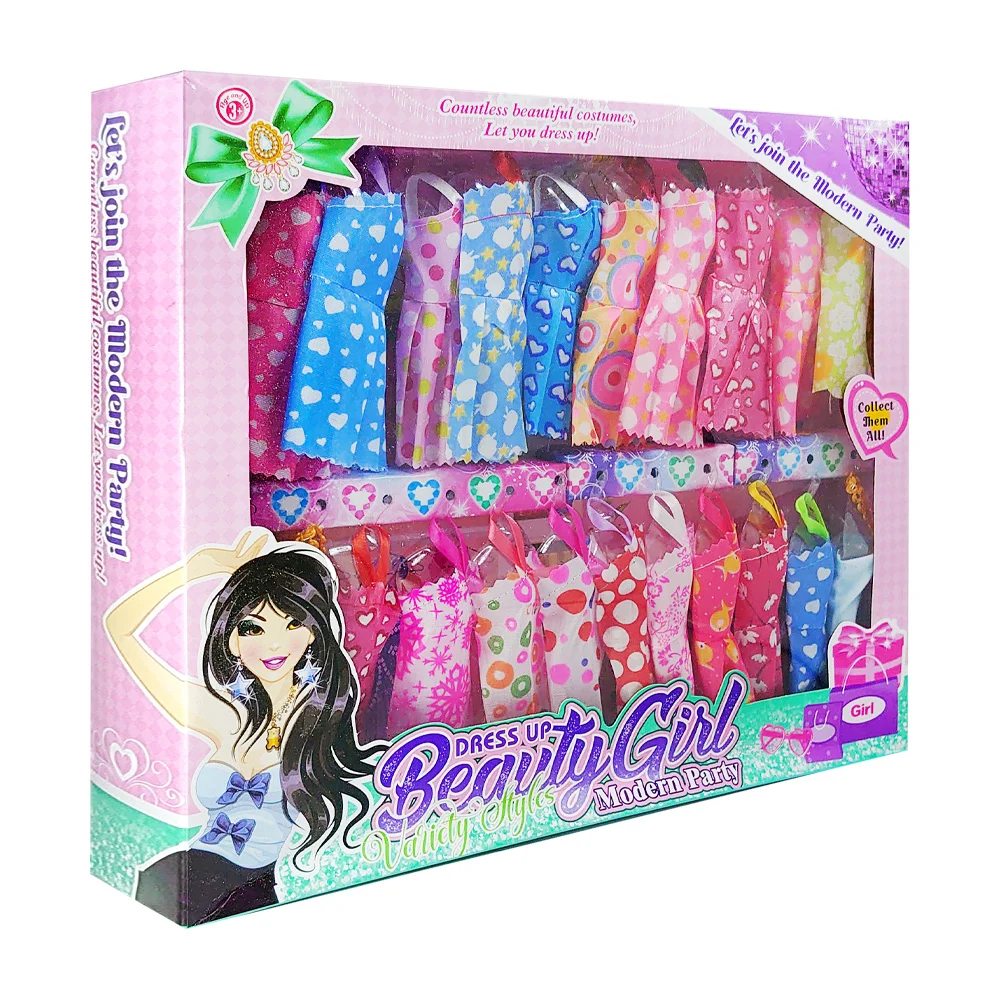 Set con 22 vestidos para muñeca tipo barbie, variedad de modelos / dess up beauty girl / dsj36