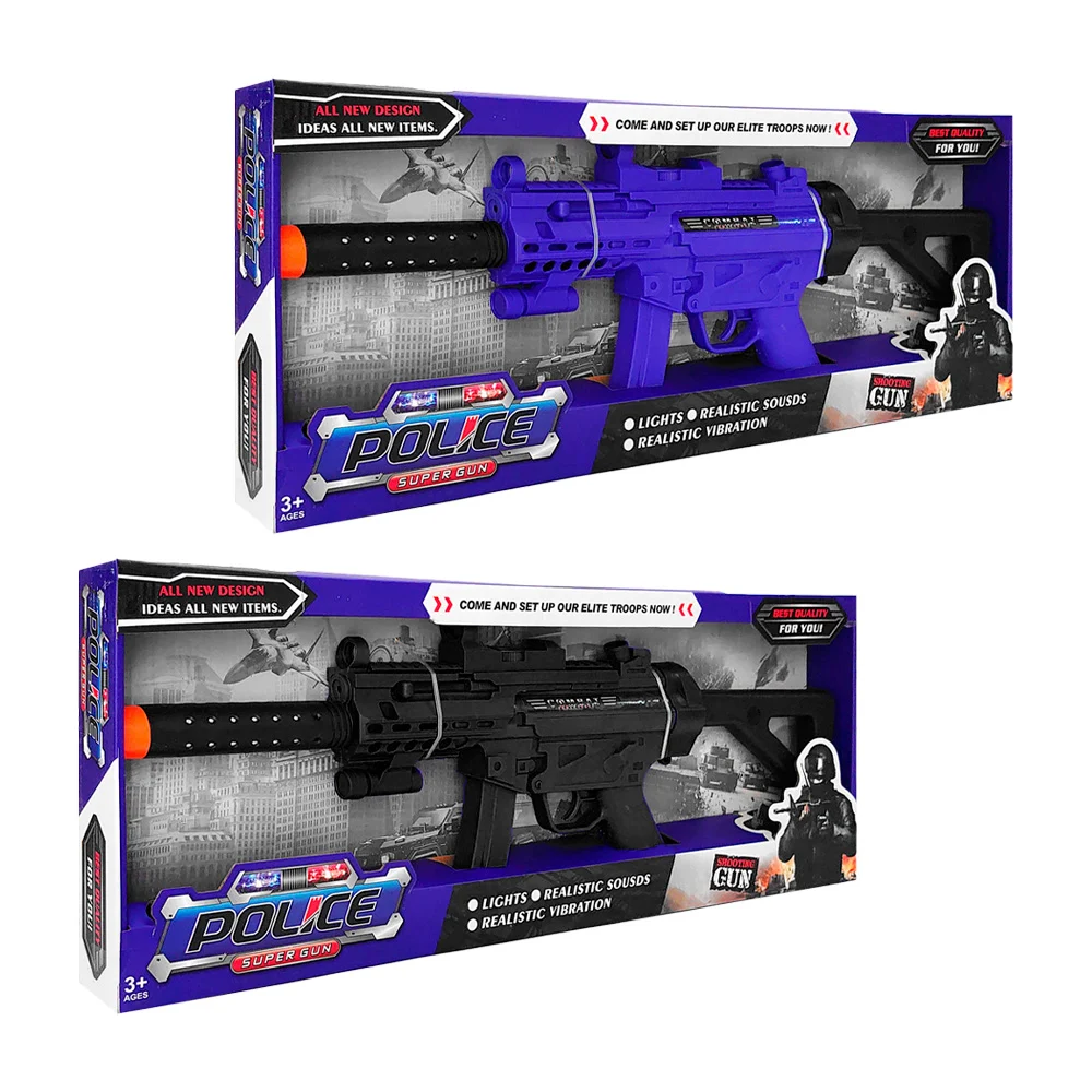 Juguete pistola tipo rifle con temática de policía, luz y sonido, variedad de colores / police super gun / ts69687
