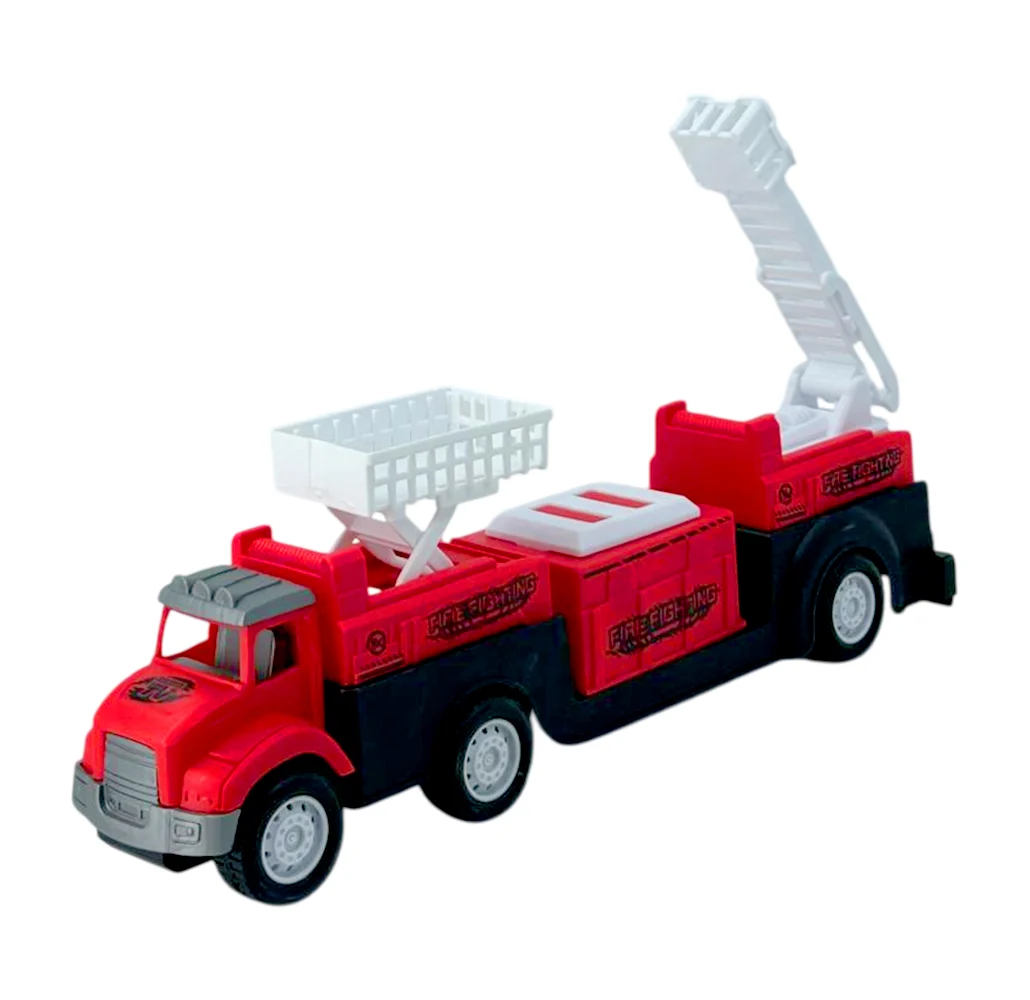 Camión tipo tractor con diseño rescate de bomberos y función de fricción, 24cm / city car team series / fire fighting