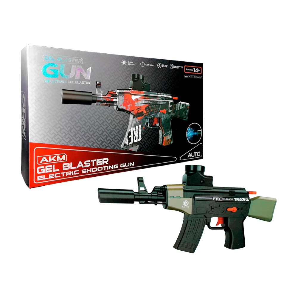 Juguete pistola tipo rifle ak-47 de hidrogel manual y automática con accesorios / gel blaster / 623-8