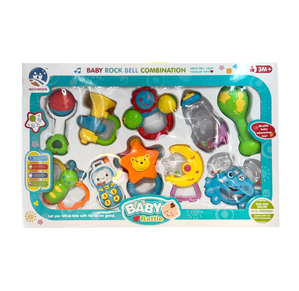 Caja con 10 sonajas para bebé con diseño en forma de animales, variedad de modelos / baby rattle