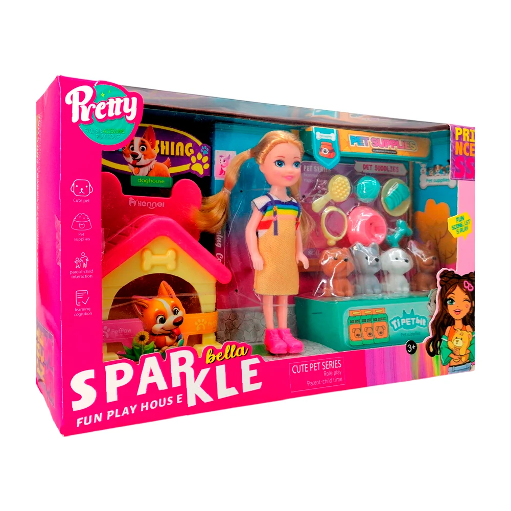 Muñeca pequeña con mascotas de juguete y diversos accesorios, variedad de modelos / bella sparkle 7018