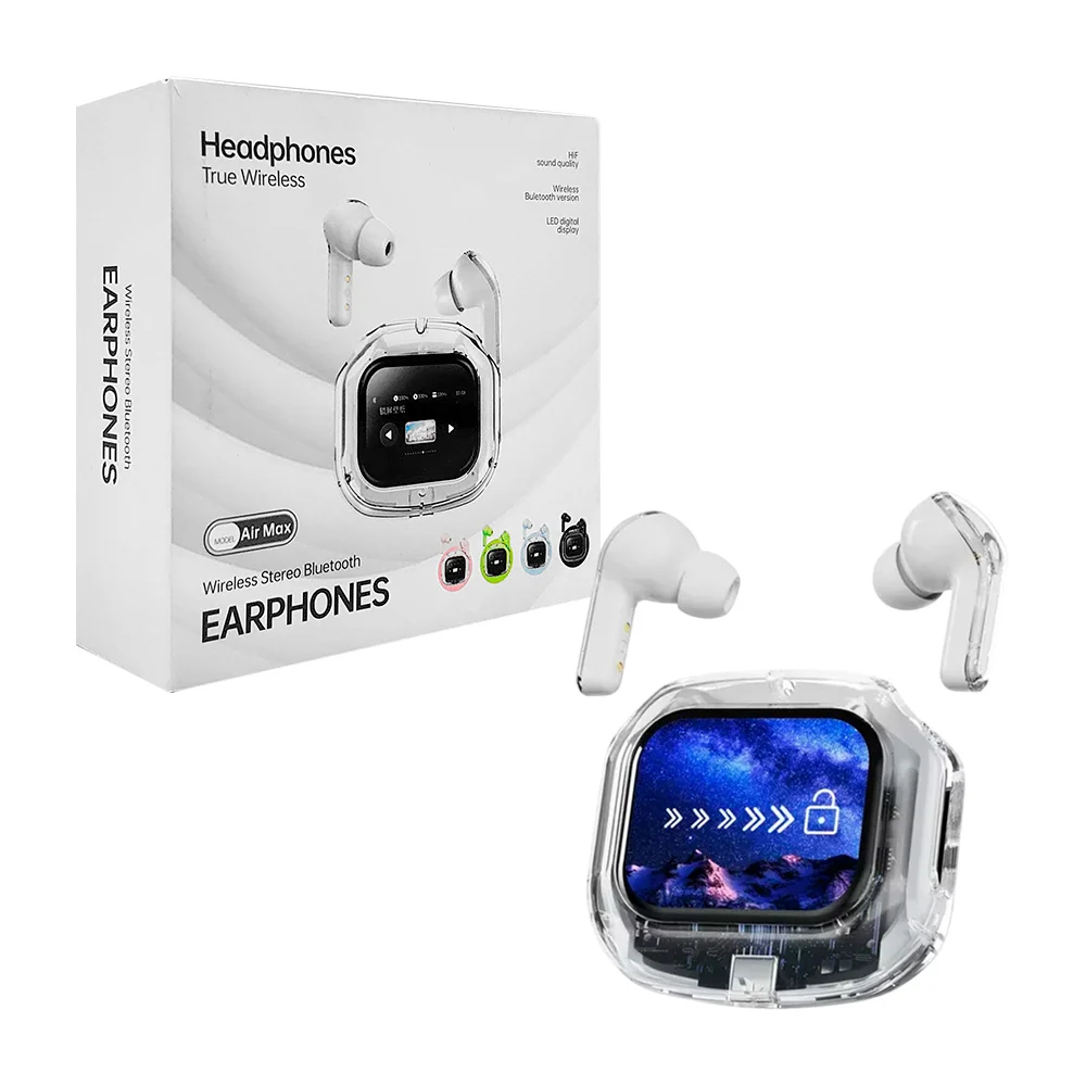 Audífonos inalámbricos bluetooth con estuche de carga transparente y pantalla digital, variedad de colores / headphones / ultrapods / tws-6350