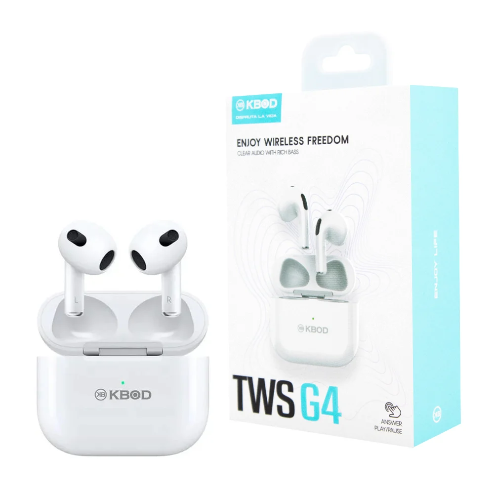1pza Audífonos inalámbricos tipo earphones con estuche de carga cuadrado, variedad de funciones / kbod / twsg4 / kb-tws-g4