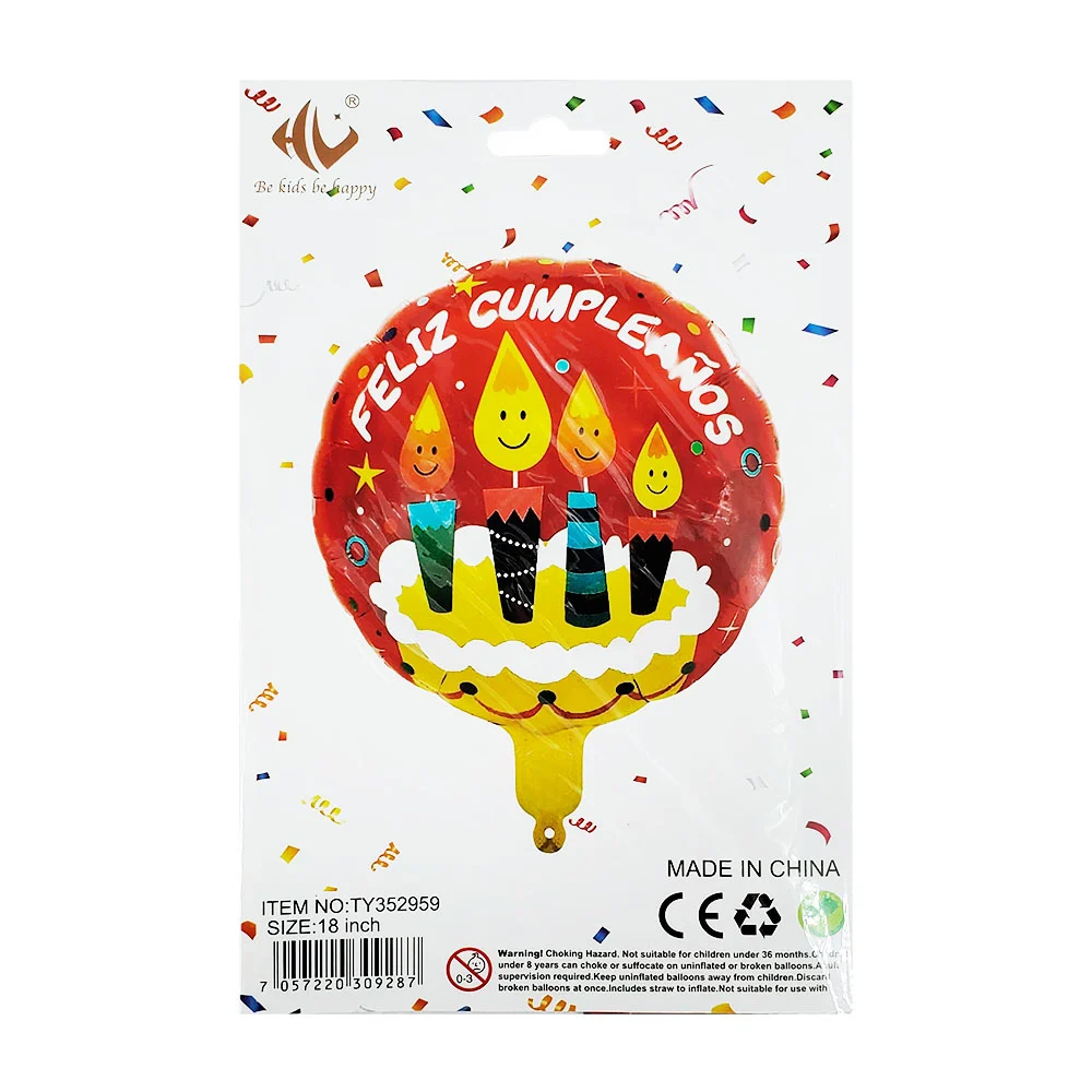 1pza Globo redondo de 18 pulgadas con temática feliz cumpleaños / ty352959