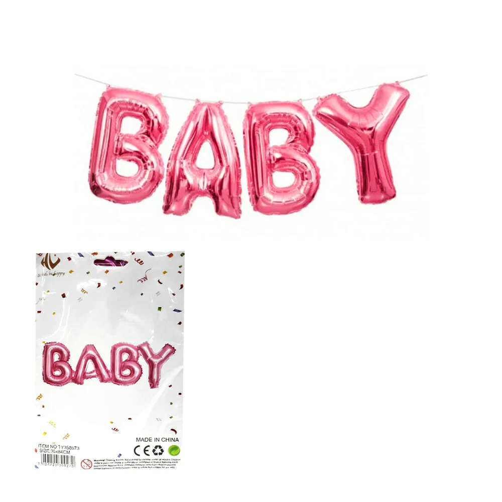Paquete de 4 globos Baby de 35 x 84 cm, variedad de colores / ty358573