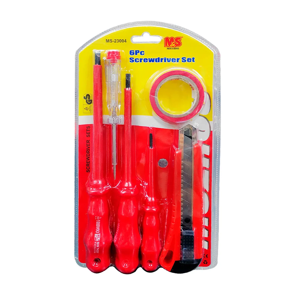 Set de electricista de 4 desarmadores, 1 cutter y cinta adhesiva / ms-23004 / tl43443
