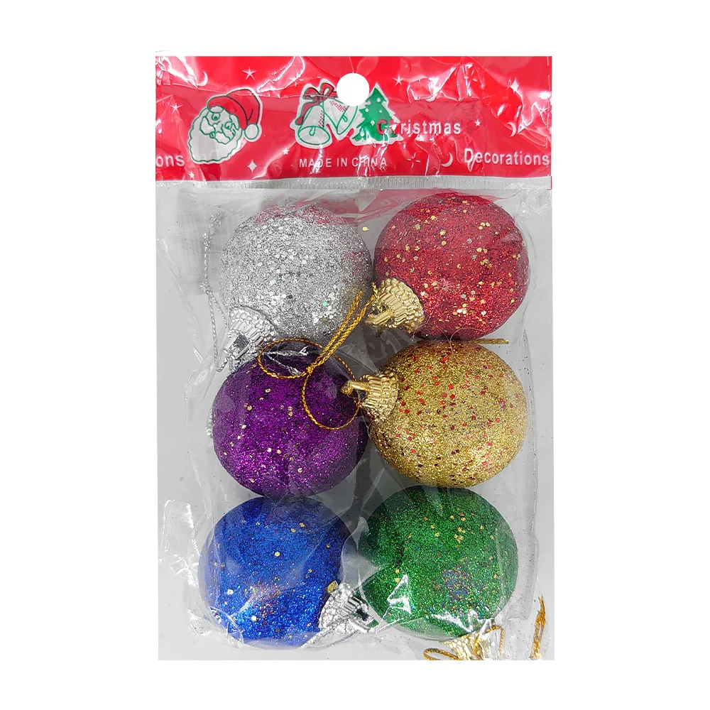 Paquete con 6 esferas metálicas con diamantina 3.5cm, variedad de colores / x-800