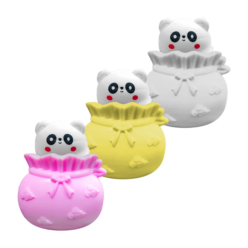 1pza Juguete squeeze antiestrés en forma de bolsa - saco con oso panda + luces, variedad de colores / tt611