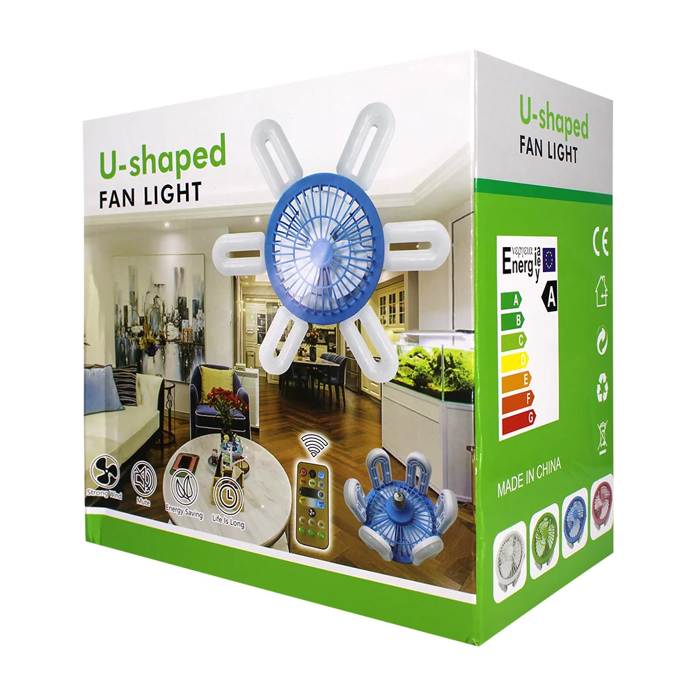 Lámpara led de luz blanca con ventilador para techo, variedad de colores / u-shaped / uf-125y