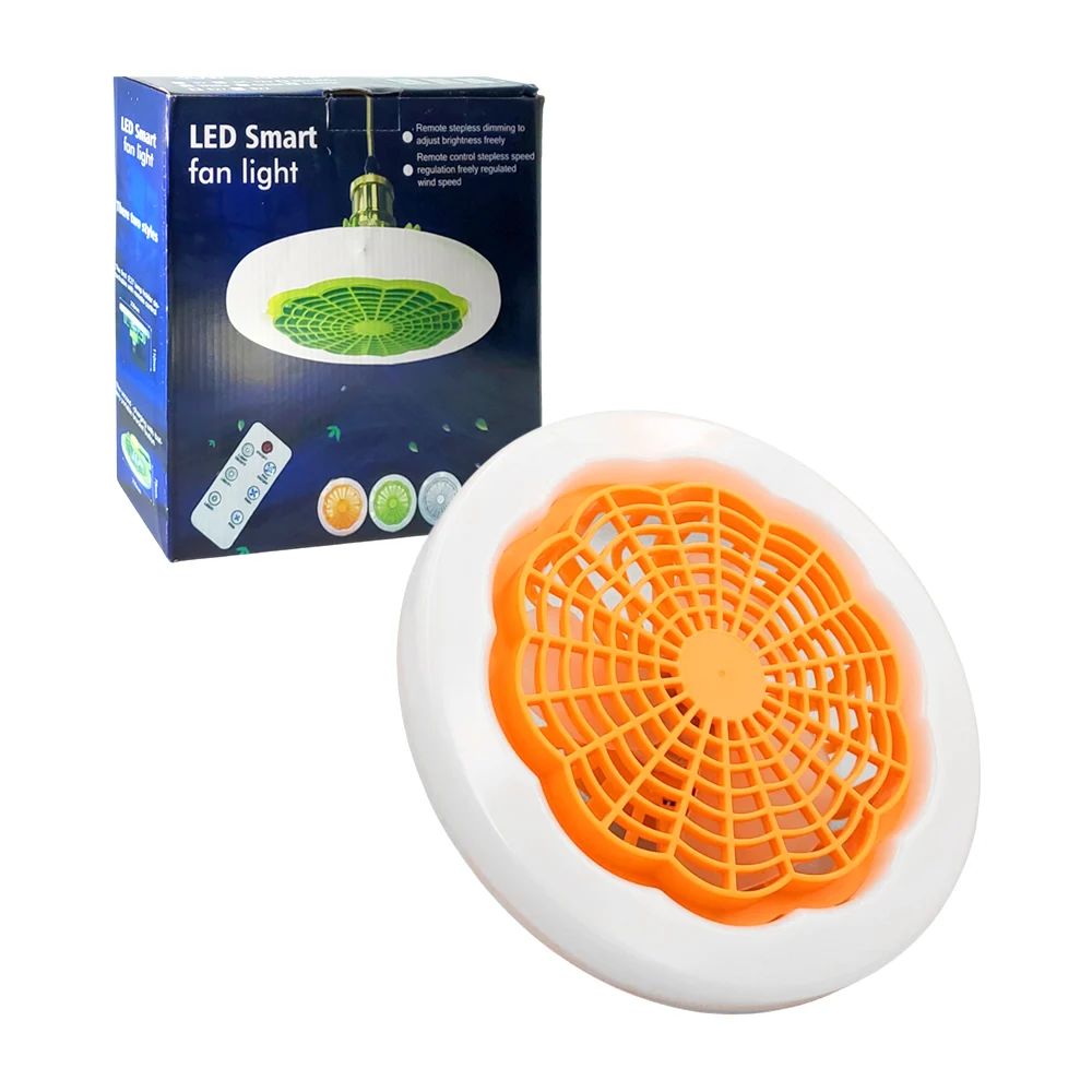 Ventilador de plástico con socket 30w, aro de luz led y control remoto, variedad de colores / e27 / led smart fan light