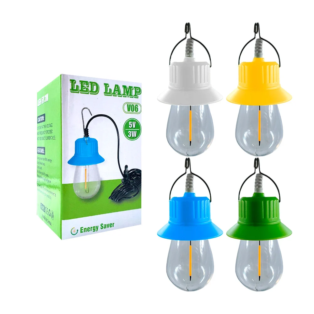 Foco portátil alámbrico con entrada usb y botón + gancho para colgar 3w, variedad de colores / led lamp / v07