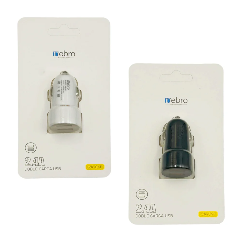 Plug cargador con 2 puertos usb, para automóvil, variedad de colores / 364024