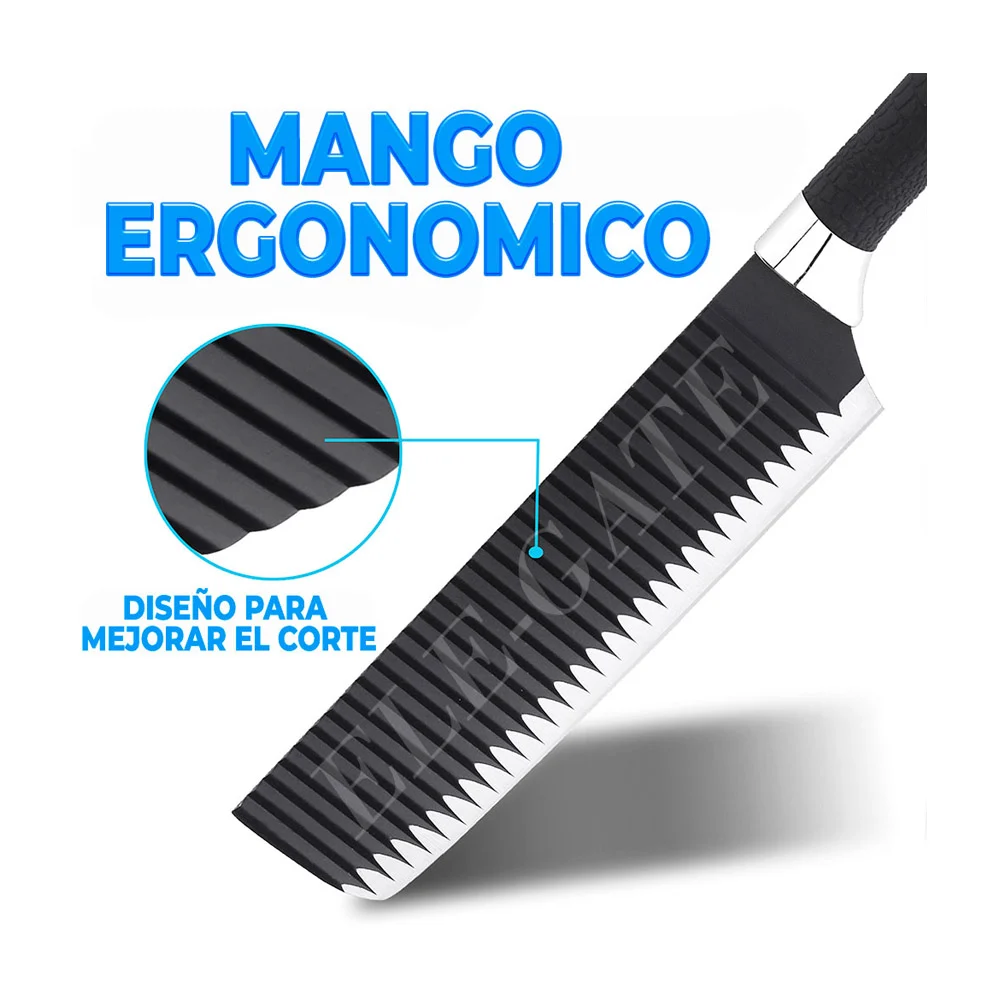 Set cuchillos para cocina de acero inoxidable con mango antideslizante
