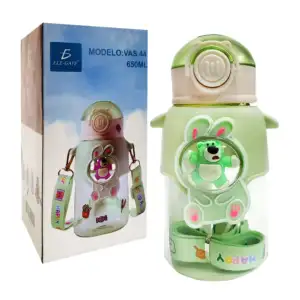 Botella transparente con diseño de animales, correa y stickers decora…