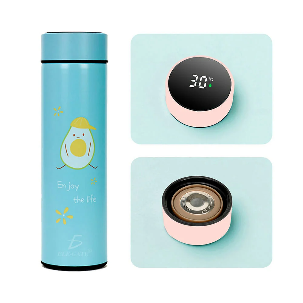 Termo ele-gate de acero inoxidable con diseño de aguacate, pantalla digital indicadora de temperatura y capacidad para 500ml, variedad de diseños / munuoteng