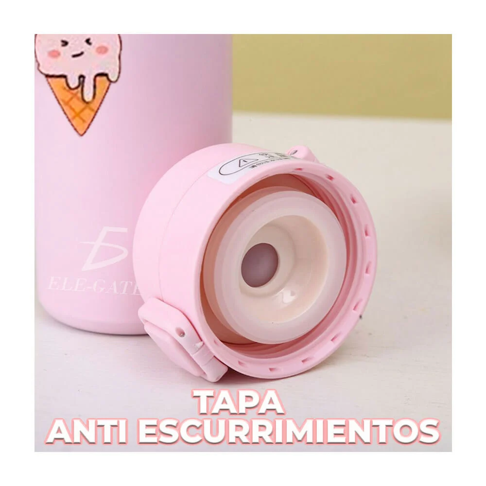 Botella tipo termo, de acero inoxidable, con broche cuadrado, seguro antiderrames, temática de animales kawaii, variedad de diseños / have a nice day