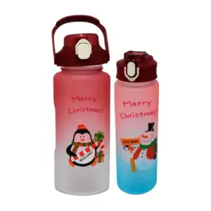 Botella motivacional personalizable de 2l con diseño navideño, varied…