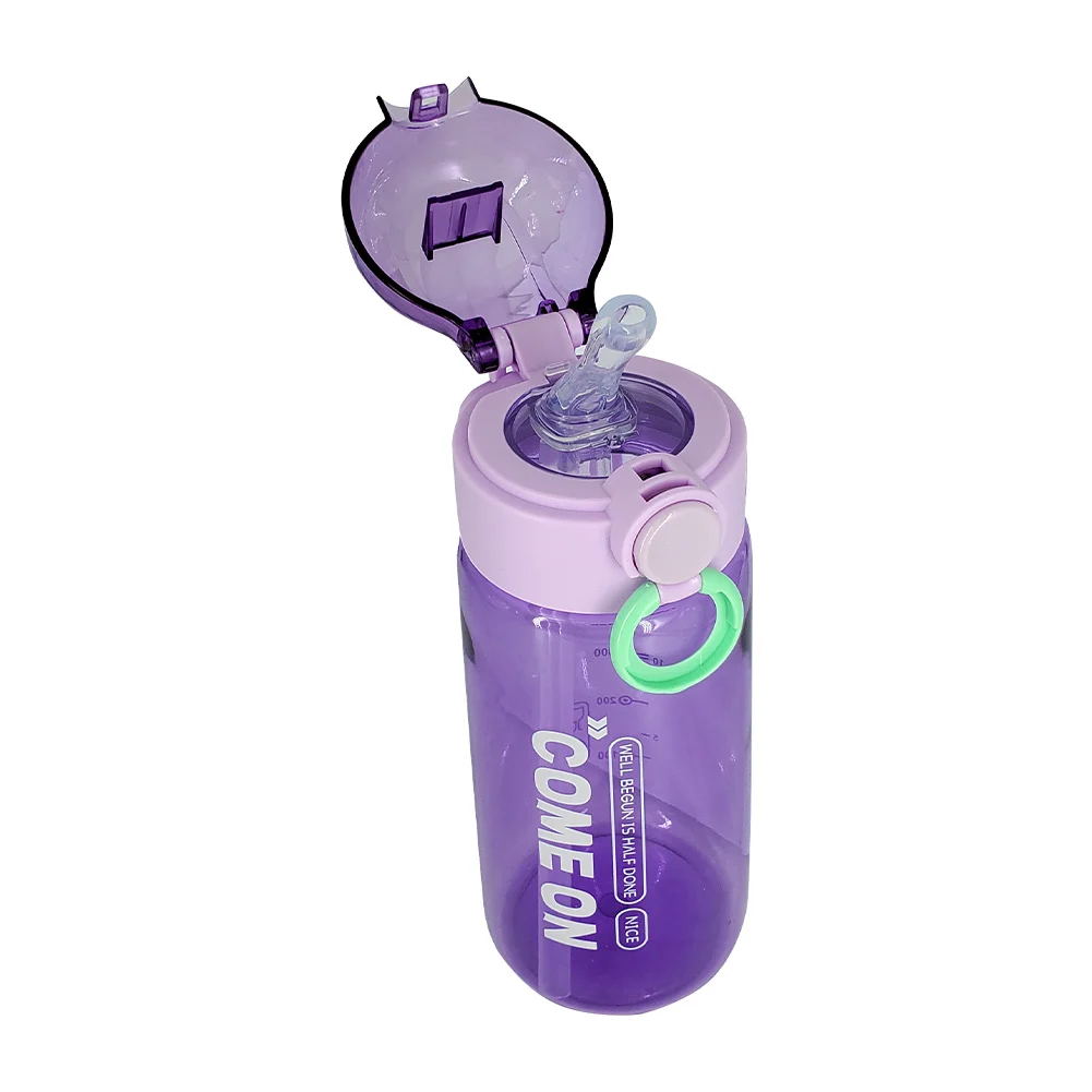 Botella de plástico transparente con capacidad 650ml + popote y agarradera / come on / vaso-75