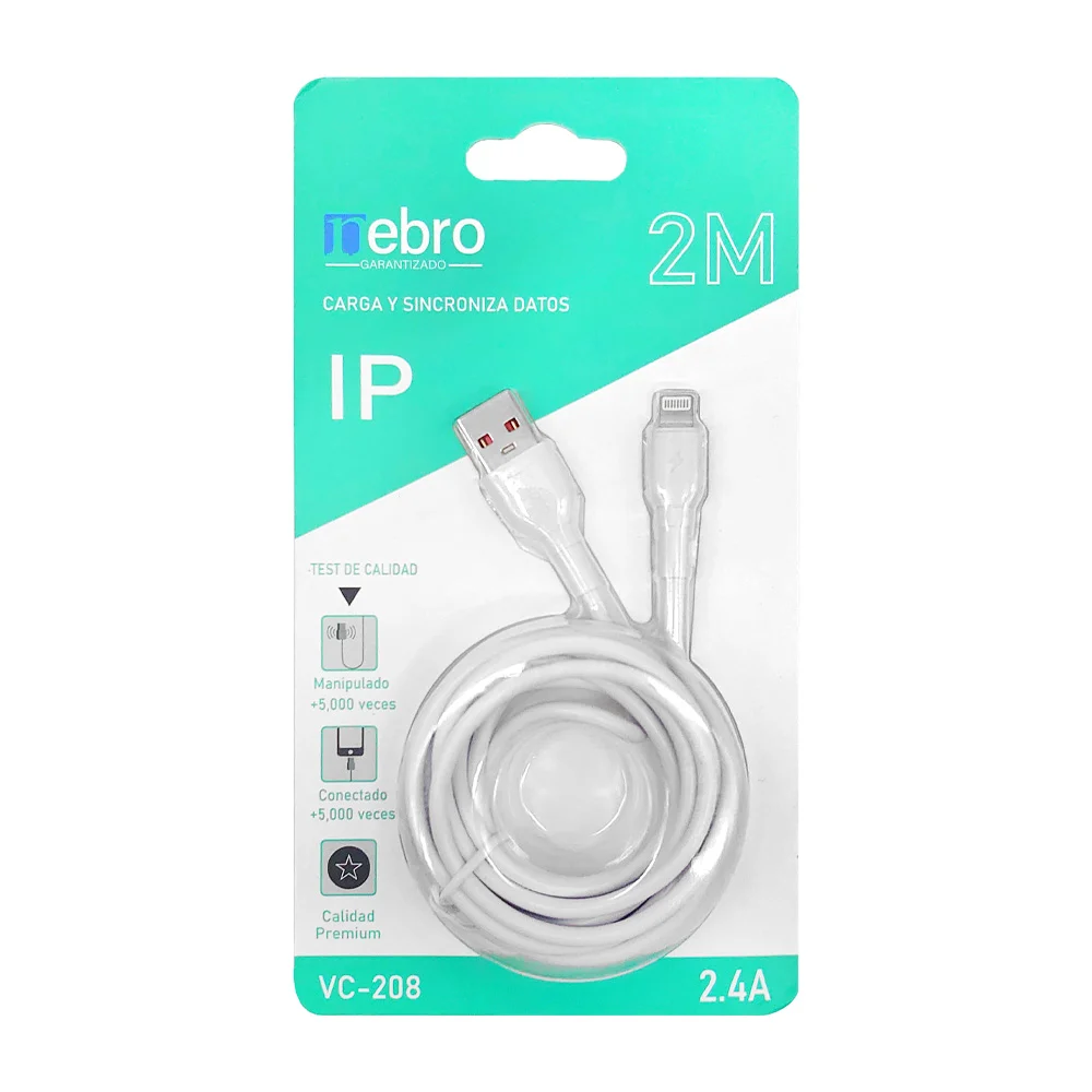 Cable para carga y transferencia de datos con entrada lightning, de 2 metros / 5046958