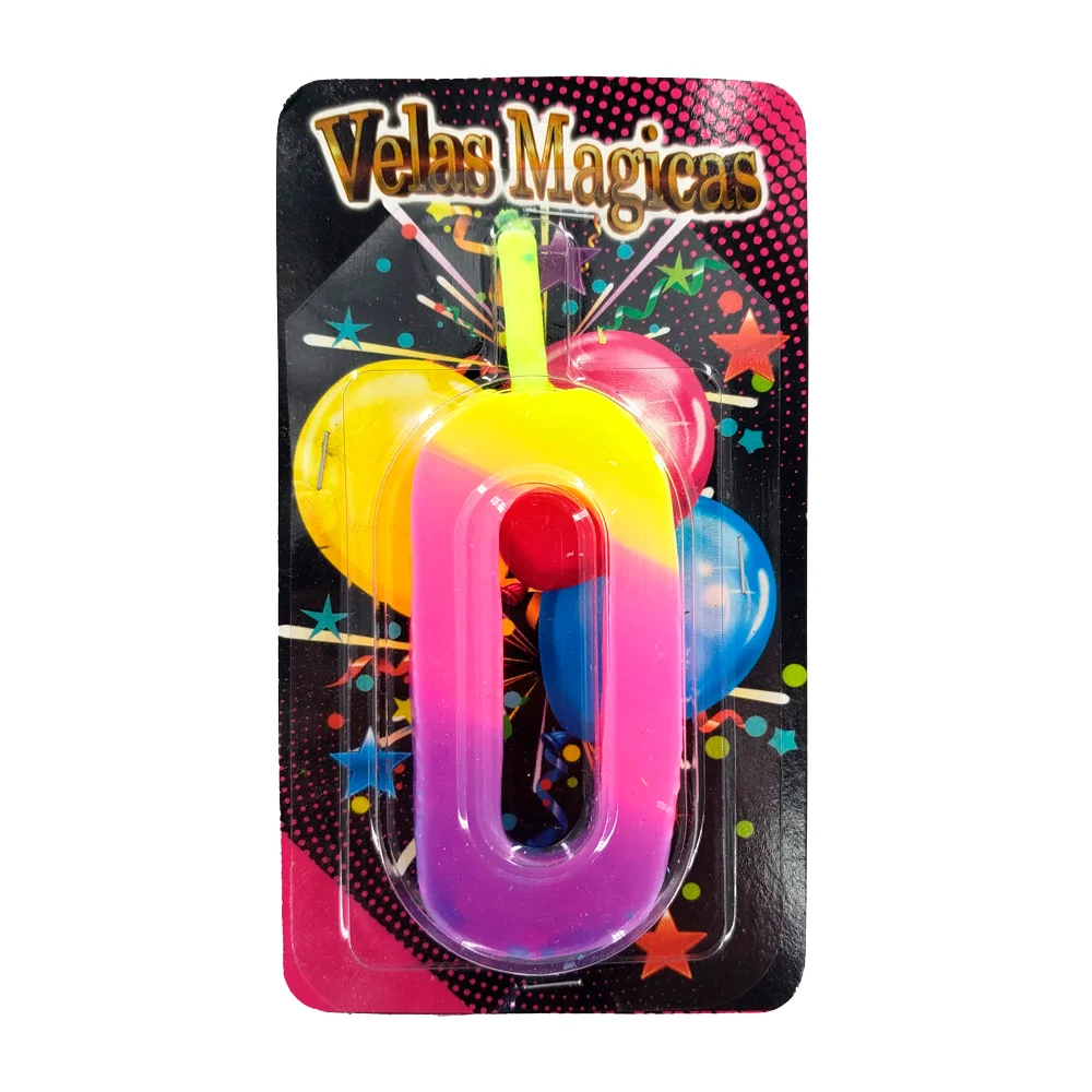 1pza Vela de cumpleaños numérica 0-9 bicolor y multicolor / velas mágicas