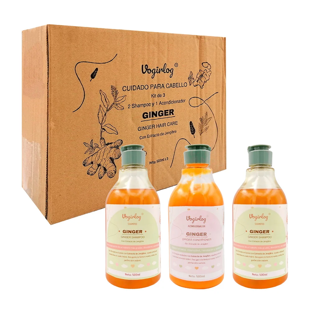 Kit 2 shampoo y acondicionador con extracto de jengibre para el cuidado del cabello / vogirlog / ginger